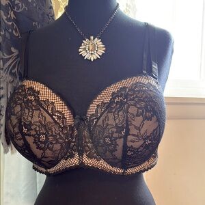 Torrid Black Lace Balconette Bra with Underwire Support